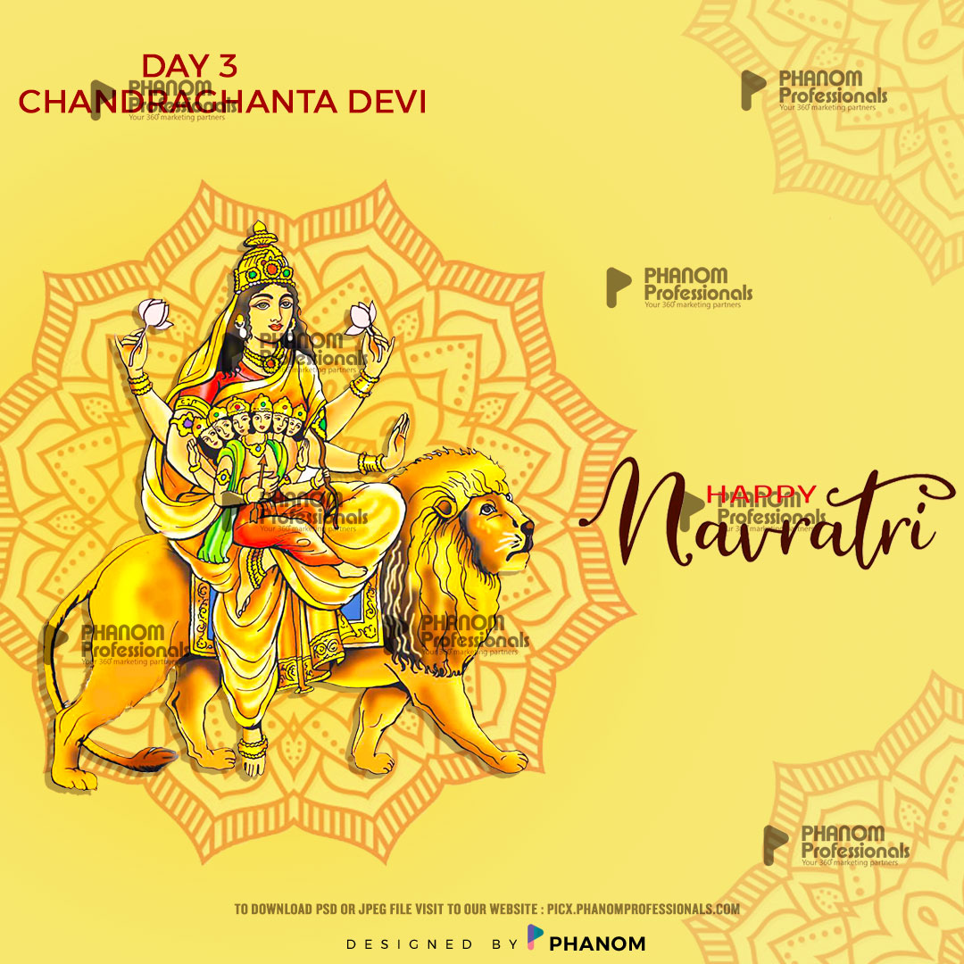 Maa Chandraghanta – Goddess Worshipped on the third day of Navratri Her  name Chandraghanta comes from the crescent m… | Navratri special, Navratri  images, Navratri